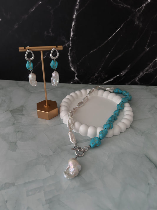 Collier en perles baroque Keshi et Fireball