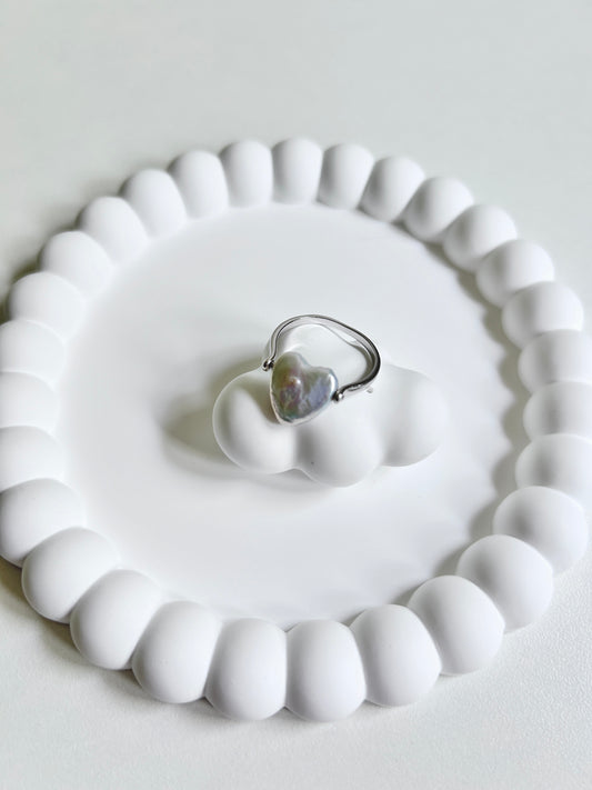 Bague perle baroque en cœur