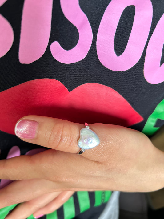 Bague perle baroque en cœur